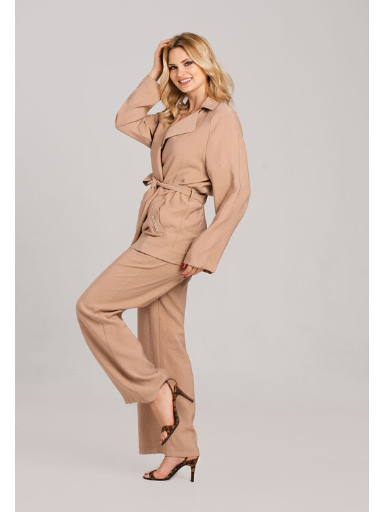 Look Made With Love Look Made With Love Komplet żakiet i spodnie materiałowe Look 915A Penelopa Beżowy