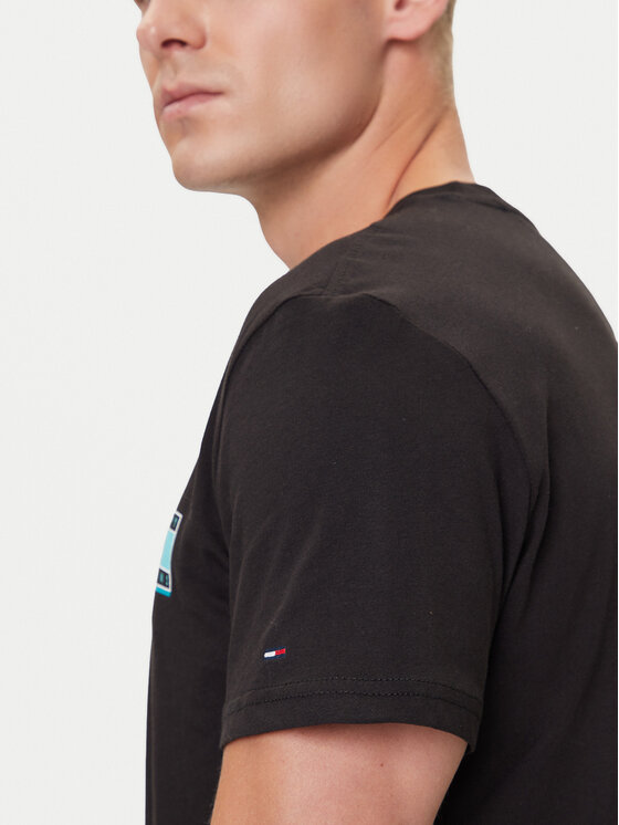 Tommy Jeans Tommy Jeans Tricou Pop Color Flag DM0DM21577 Negru Regular Fit