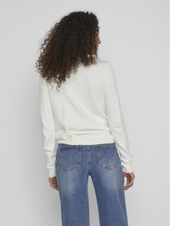 Vila Vila Pulover Ril 14042769 Alb Regular Fit