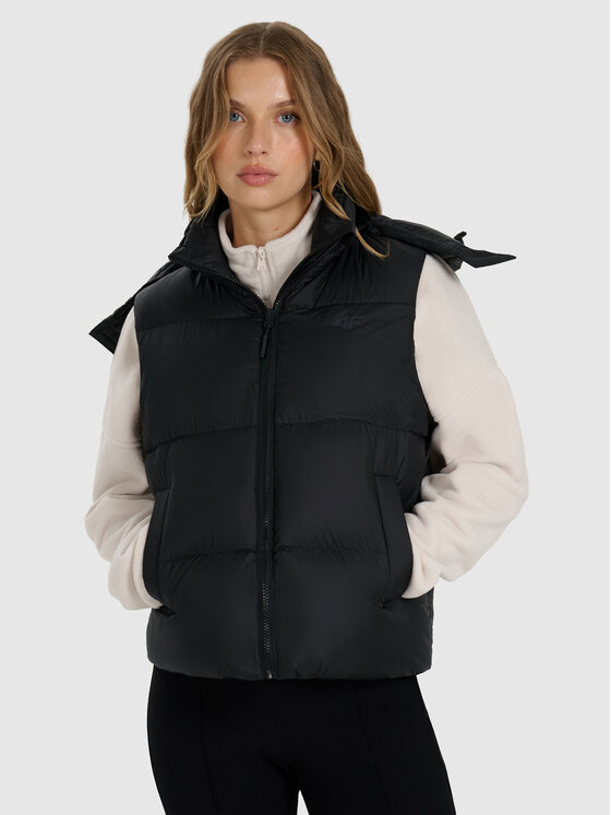 4F 4F Kamizelka NATURAL (DOWN) WARMTH Czarny Oversize