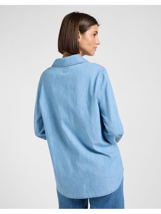 Lee Lee Koszula BALLOON SVE SHIRT Niebieski Relaxed Fit