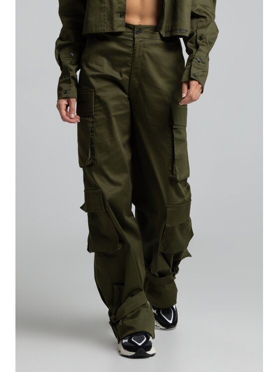 Chiara Wear Chiara Wear Spodnie materiałowe CARGO Khaki Regular Fit