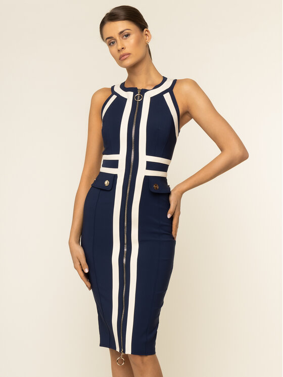Elisabetta Franchi Abito da cocktail AB 129 01E2 V439 Blu scuro Slim Fit Modivo