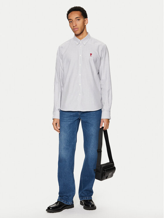 AMI Paris AMI Paris Koszula BFUSH063.CO0087 Szary Regular Fit