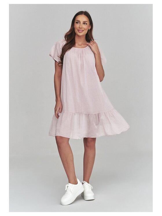Makadamia Makadamia Sukienka codzienna C63 Różowy Loose Fit