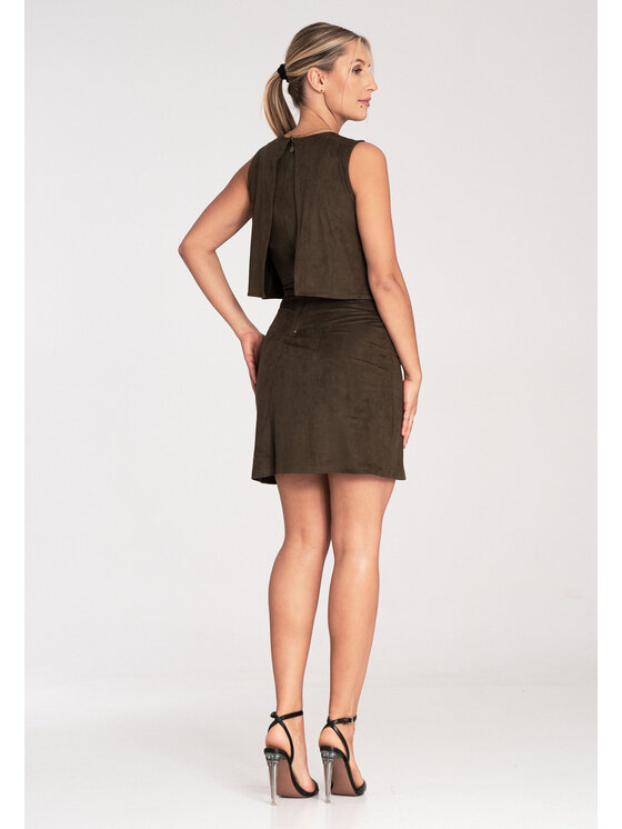 FIGL FIGL Sukienka codzienna M1060 Khaki Fitted Fit