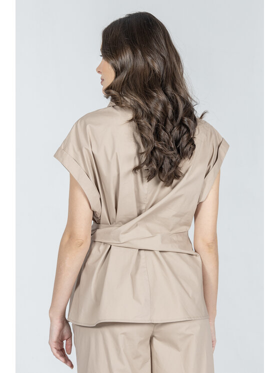 Deni Cler Milano Deni Cler Milano Bluzka T-DC-1227-F2-10-13-1 Beżowy Regular Fit