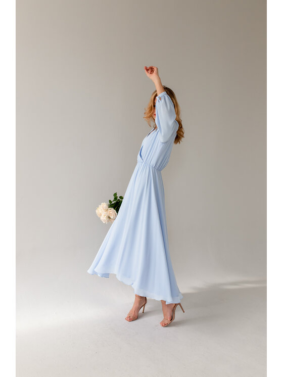Entelier Entelier Sukienka wieczorowa maxi Niebieski Comfortable Fit
