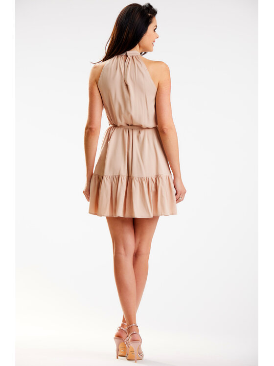 Awama Awama Sukienka letnia A580 Beżowy Basic Fit