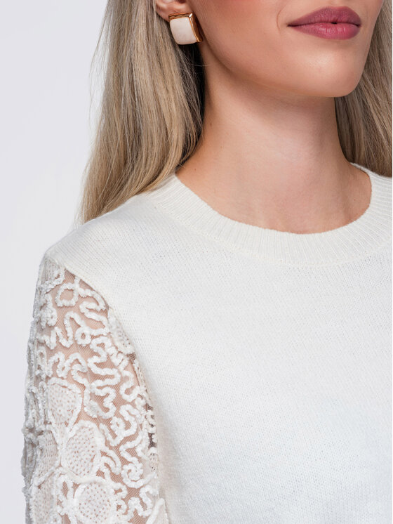Ombre Ombre Sweter OW-SW-E0033 Beżowy Regular Fit