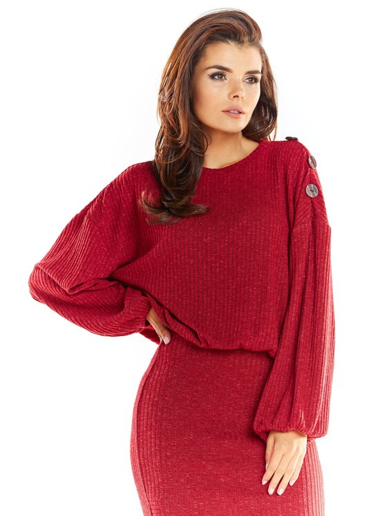 Awama Awama Sweter A318 Bordowy Basic Fit