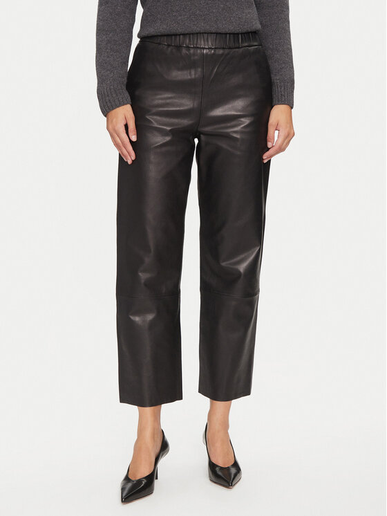 Serge Pariente Pantaloni di pelle Sarah Nero Regular Fit, taglia : S