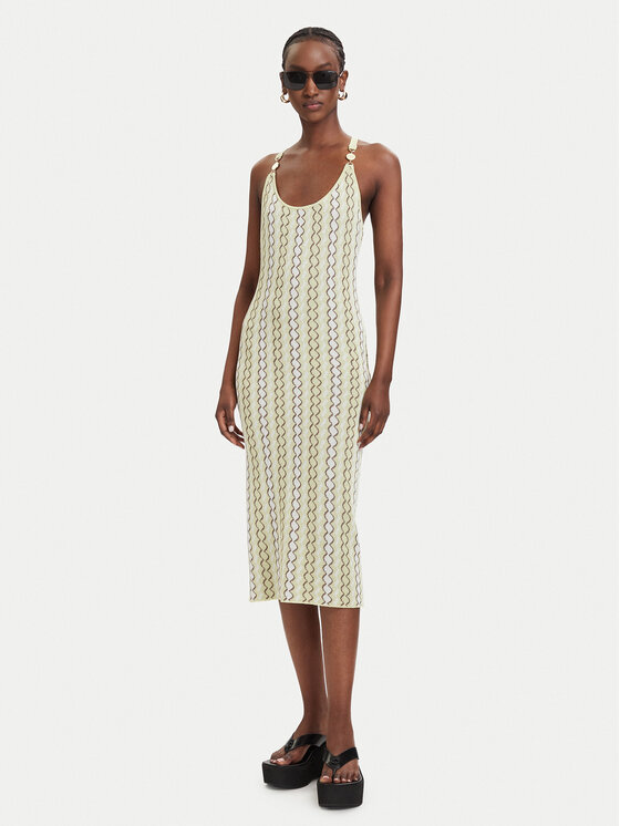 Fracomina Fracomina Pletena obleka FS26SD5005K414F8 Svetlo rumena Slim Fit