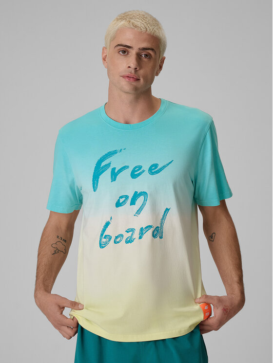 4F 4F T-Shirt FOB SUMMER Turkusowy Regular Fit