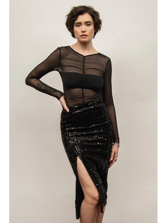 Nudyess Nudyess Body Amour z siateczki Čierna Fitted Fit