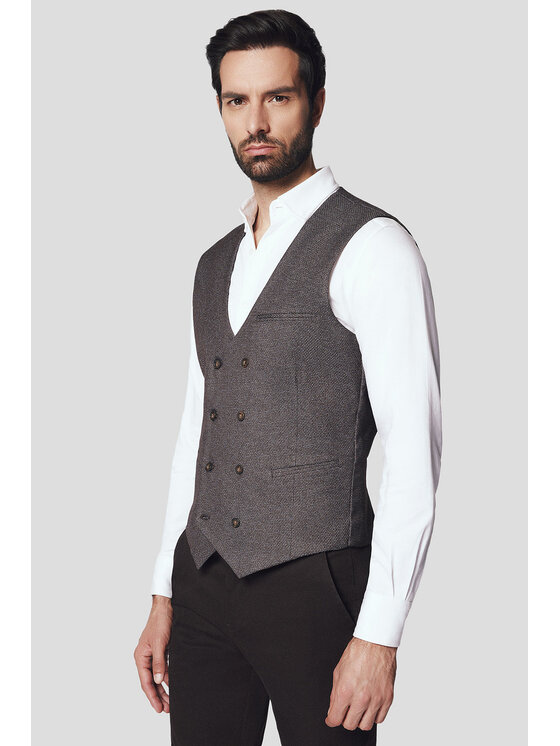 Lancerto Lancerto Kamizelka Lucera KA131224000006 Brązowy Slim Fit