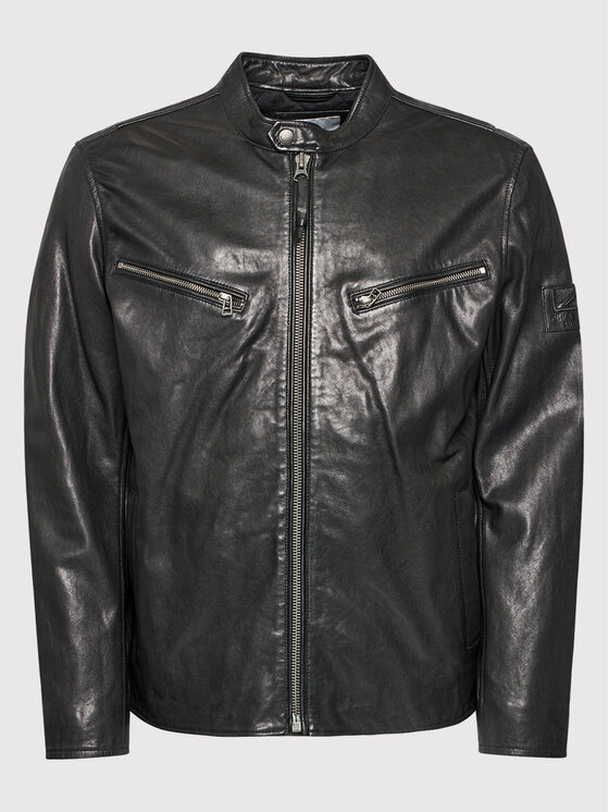 Pepe Jeans Pepe Jeans Кожено яке Peter PM402442 Черен Regular Fit