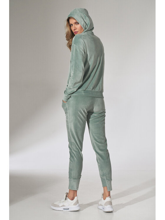 FIGL FIGL Spodnie damskie M746 Zielony Regular Fit