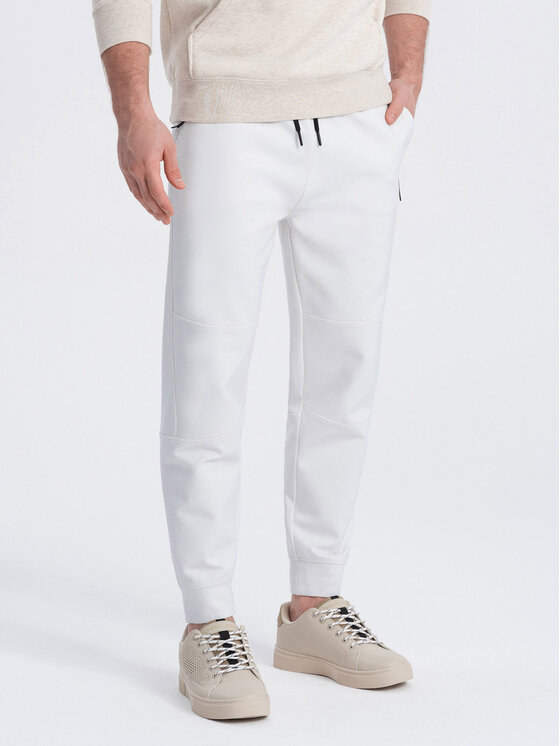 Ombre Ombre Spodnie dresowe OM-PASK-0142 Biały Regular Fit