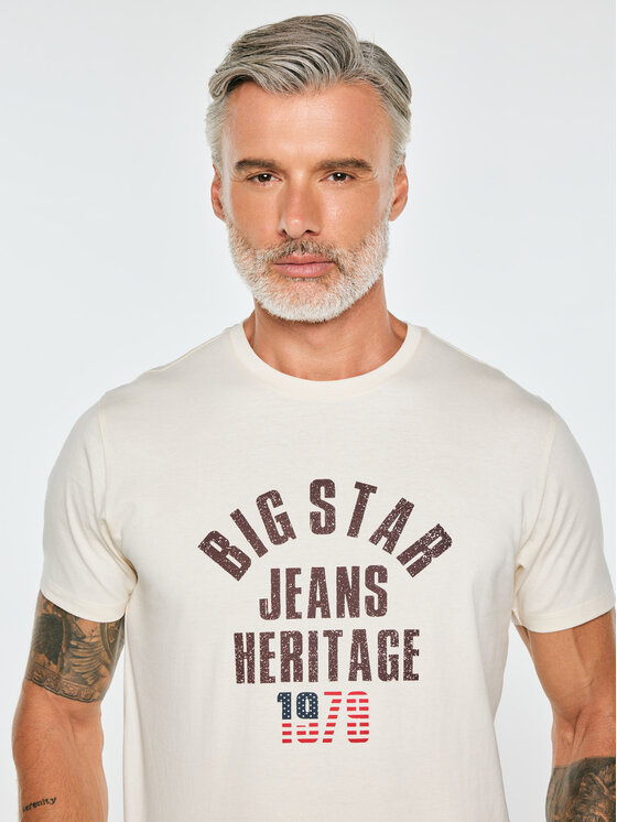 BIG STAR BIG STAR T-Shirt NELLER Kremowy Basic Fit