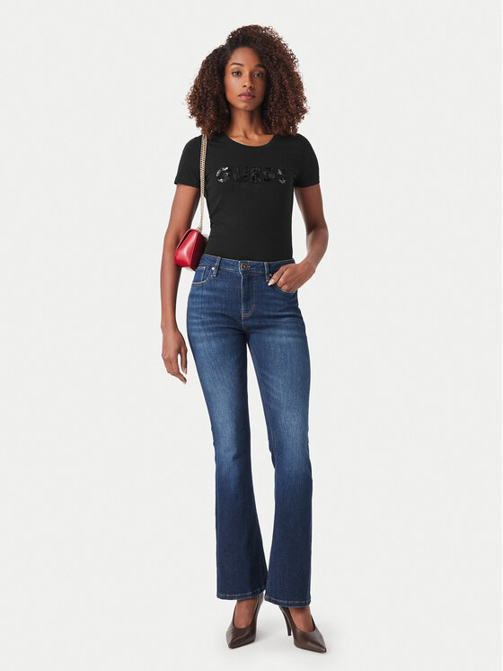Guess Guess T-Shirt W5GI17 J1314 Μαύρο Slim Fit