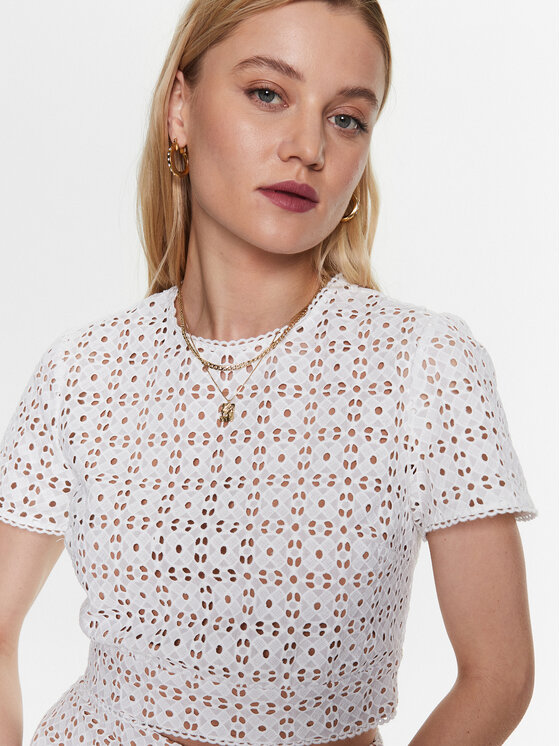 MICHAEL Michael Kors MICHAEL Michael Kors Топ MS340HG8BK Білий Slim Fit