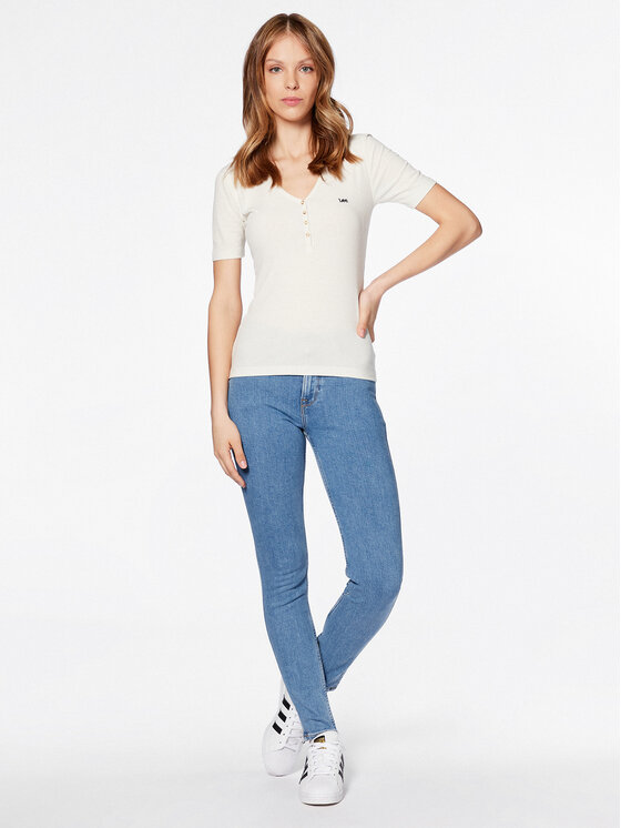 Lee Lee T-Shirt L44KIPNQ Beżowy Slim Fit