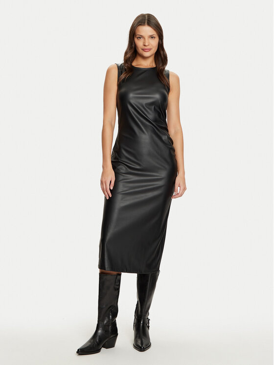 JDY JDY Šaty z imitace kůže Soya 15336927 Černá Slim Fit