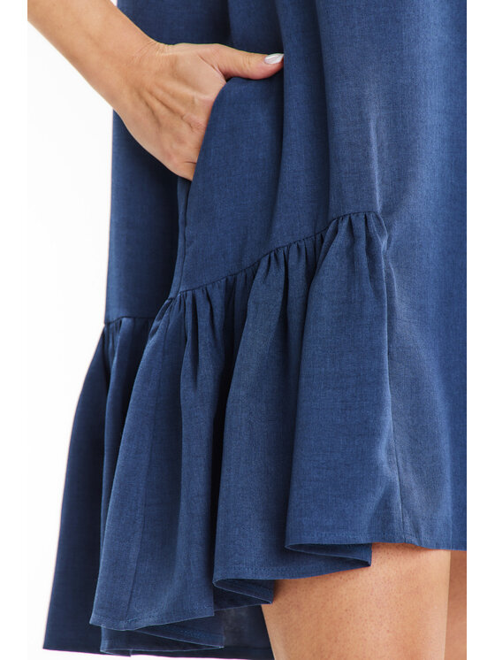Awama Awama Sukienka letnia A648 Granatowy Basic Fit