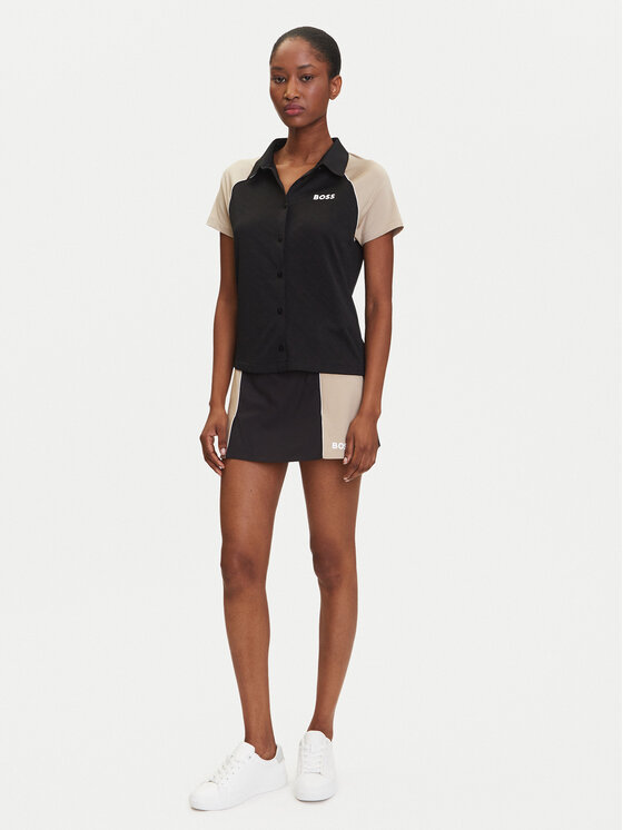 BOSS BOSS Тениска с яка и копчета Ellici2 50544191 Черен Regular Fit