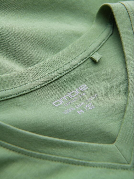 Ombre Ombre T-Shirt OM-TSBS-0145 Zielony Regular Fit
