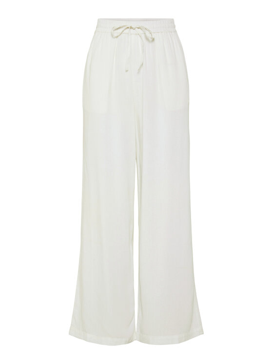 Pieces Pieces Kalhoty z materiálu Pia 17149314 Bílá Wide Leg