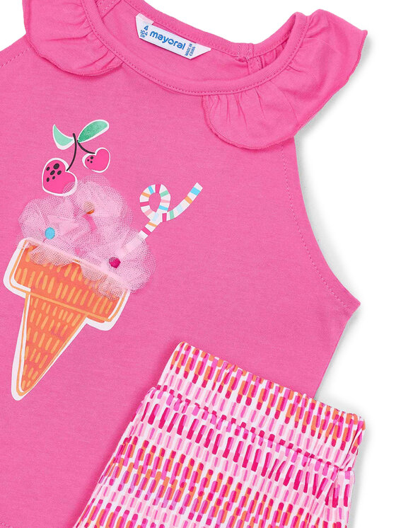 Mayoral Mayoral Completo top e pantaloncini 3214 Rosa Regular Fit