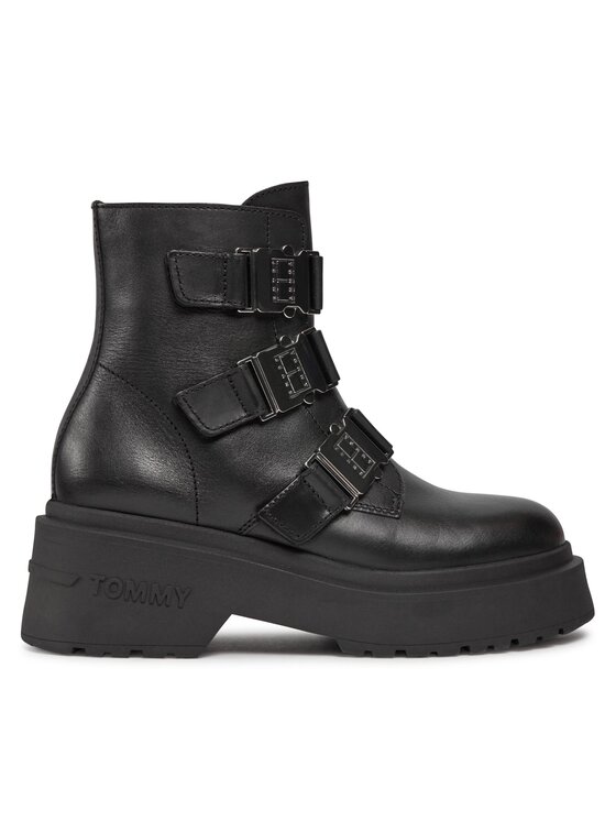 Botine Tommy Jeans Tjw Chunky Boot Hardware EN0EN02443 Negru