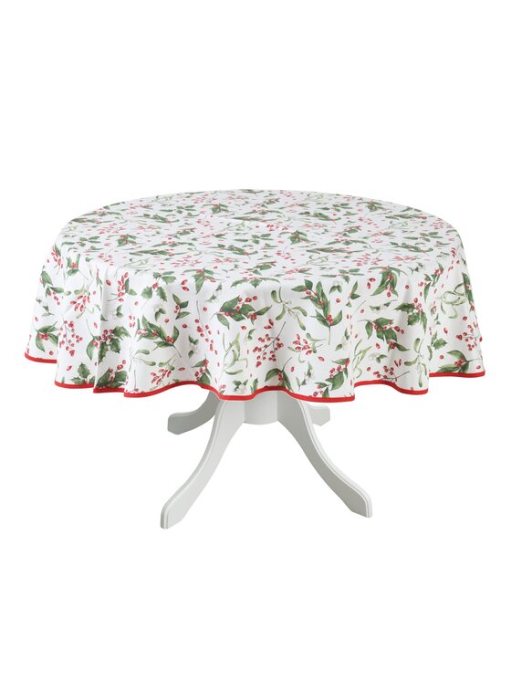 Roseberry Home Roseberry Home Obrus świąteczny z motywem ostrokrzewu Very Merry Christmas Czerwony
