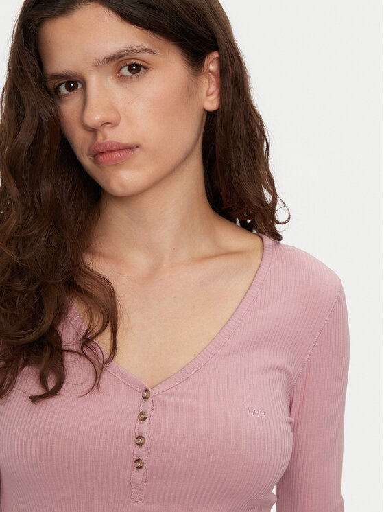 Lee Lee Majica Henley 112355427 Ružičasta Slim Fit