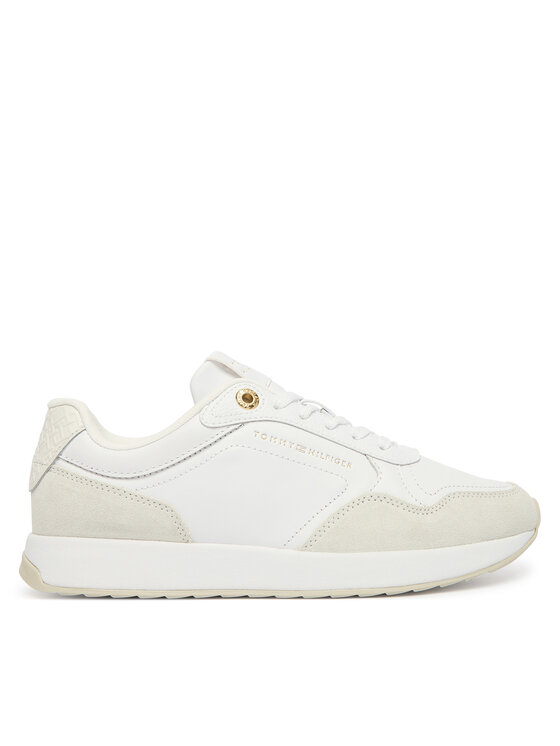 Tommy Hilfiger Tommy Hilfiger Sneakersy Monogram Mix Material Runner FW0FW09267 Biały
