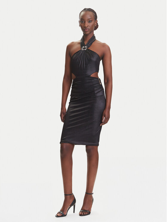 Fracomina Fracomina Koktel haljina FQ25SD1001W798T4 Crna Slim Fit
