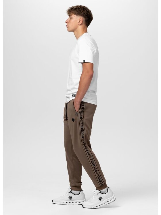 PITBULL PITBULL Spodnie dresowe Tape Logo Brązowy Regular Fit
