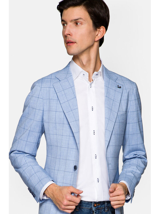 Lancerto Lancerto Marynarka Alamosa Błękitny Slim Fit