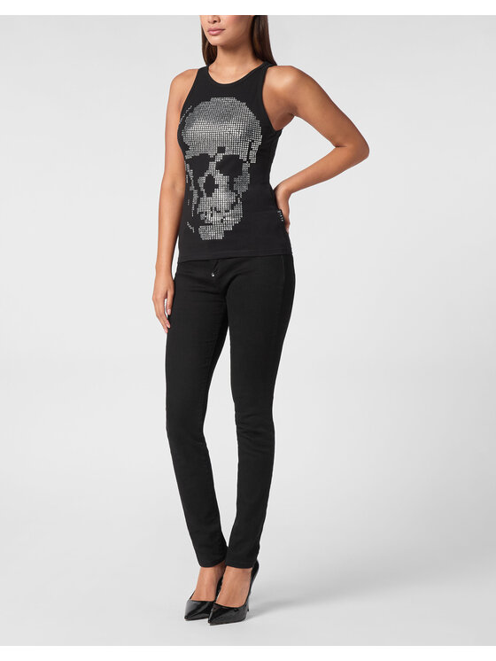PHILIPP PLEIN PHILIPP PLEIN Tank top 14761 Czarny Skin Tight Fit