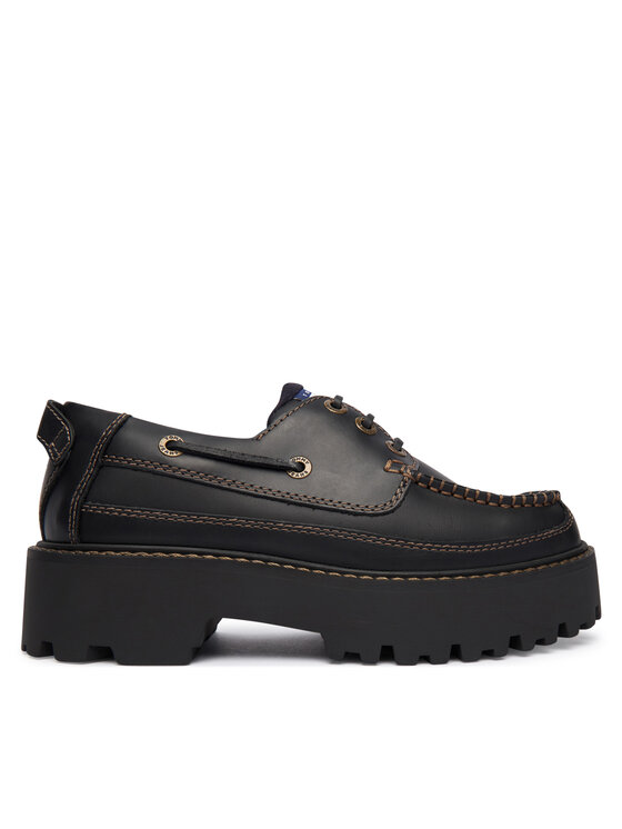 Tommy Jeans Tommy Jeans Halbschuhe Archive '01 Boat Shoe Leather EN0EN03003 Schwarz