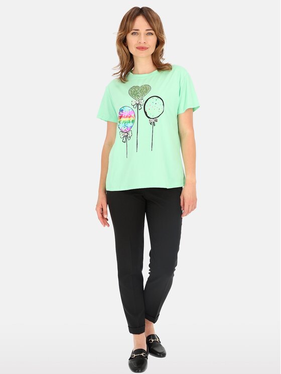 Perso Perso T-Shirt TCE245285F Zelená Regular Fit