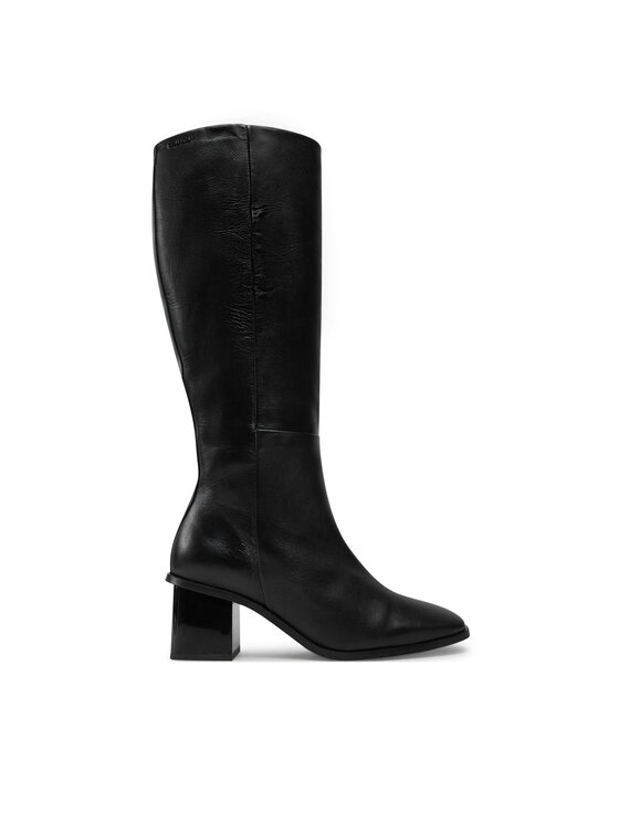 Calvin Klein Zimski škornji Heel Knee Boot 50 W/Ml Lth HW0HW02321 Črna