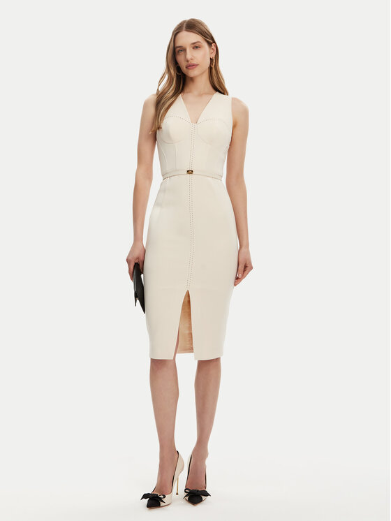Elisabetta Franchi Elisabetta Franchi Rochie cocktail AB-706-51E2-193 Écru Slim Fit