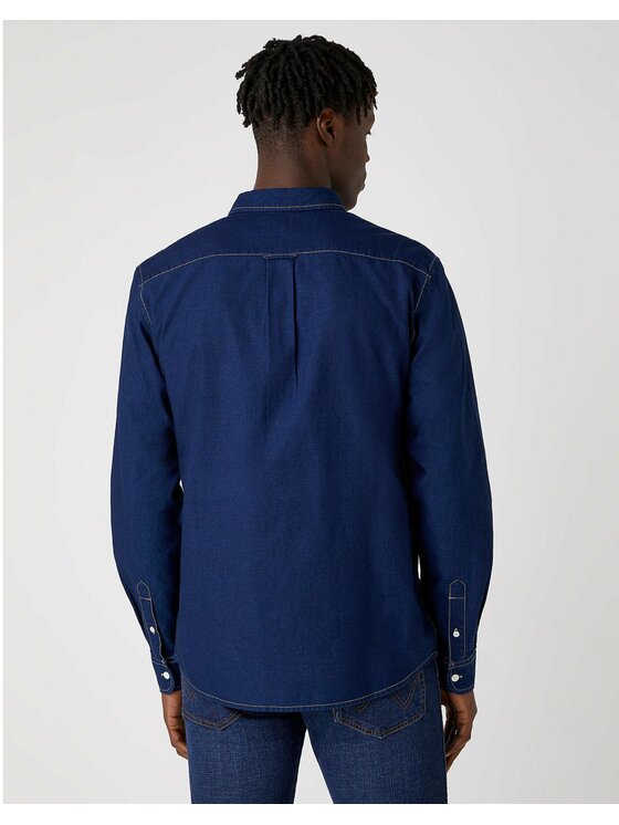 Wrangler Wrangler Camicia LS 1PKT BUTTON DOWN Blu Regular Fit