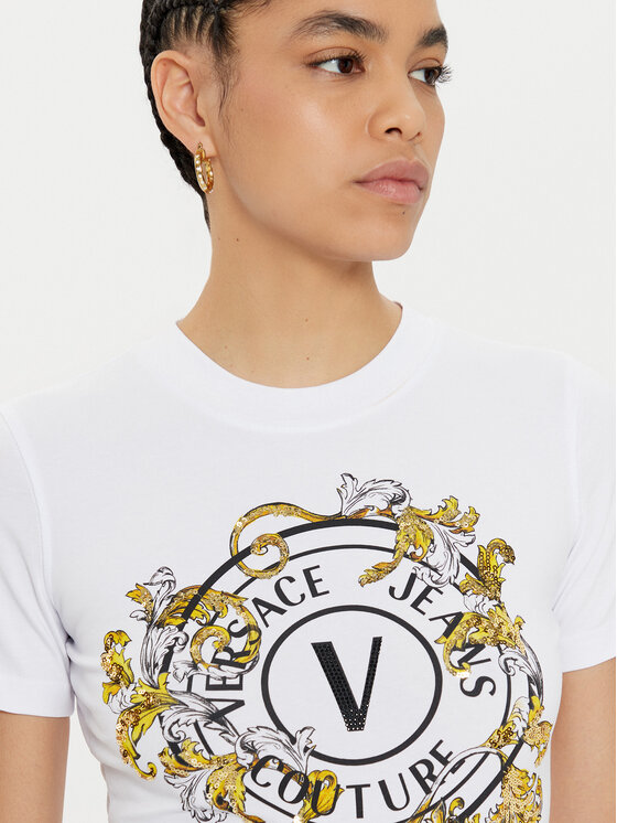 Versace Jeans Couture Versace Jeans Couture T-krekls 78HAHC01 Balts Regular Fit