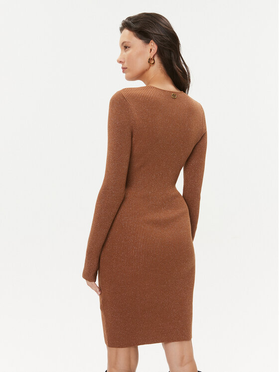 TWINSET TWINSET Трикотажна сукня 232TT3272 Коричневий Slim Fit