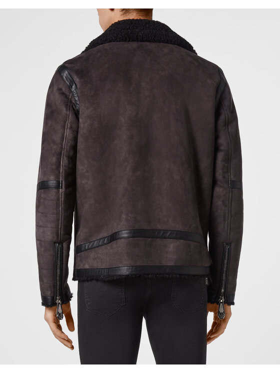 PHILIPP PLEIN PHILIPP PLEIN Chiodo di pelle 10583 Nero Regular Fit