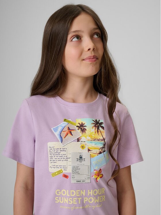 4F 4F T-Shirt 4FJRAW26TTSHF4326-052S Różowy Regular Fit